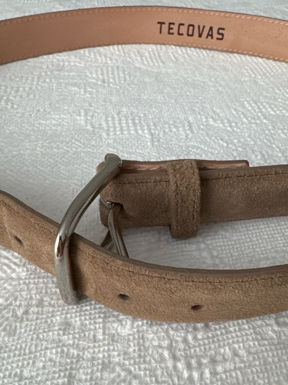 Tecovas Men’s Suede Belt in Tan with Silver Buckle